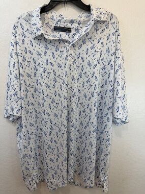 Roundtree & Yorke 2XB White Polo Blue rodeo bull riding western collared golf